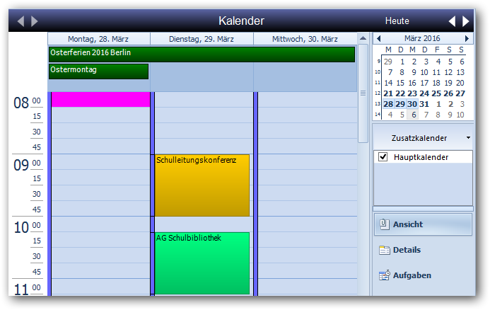 Screenshot: Kalenderereignisse